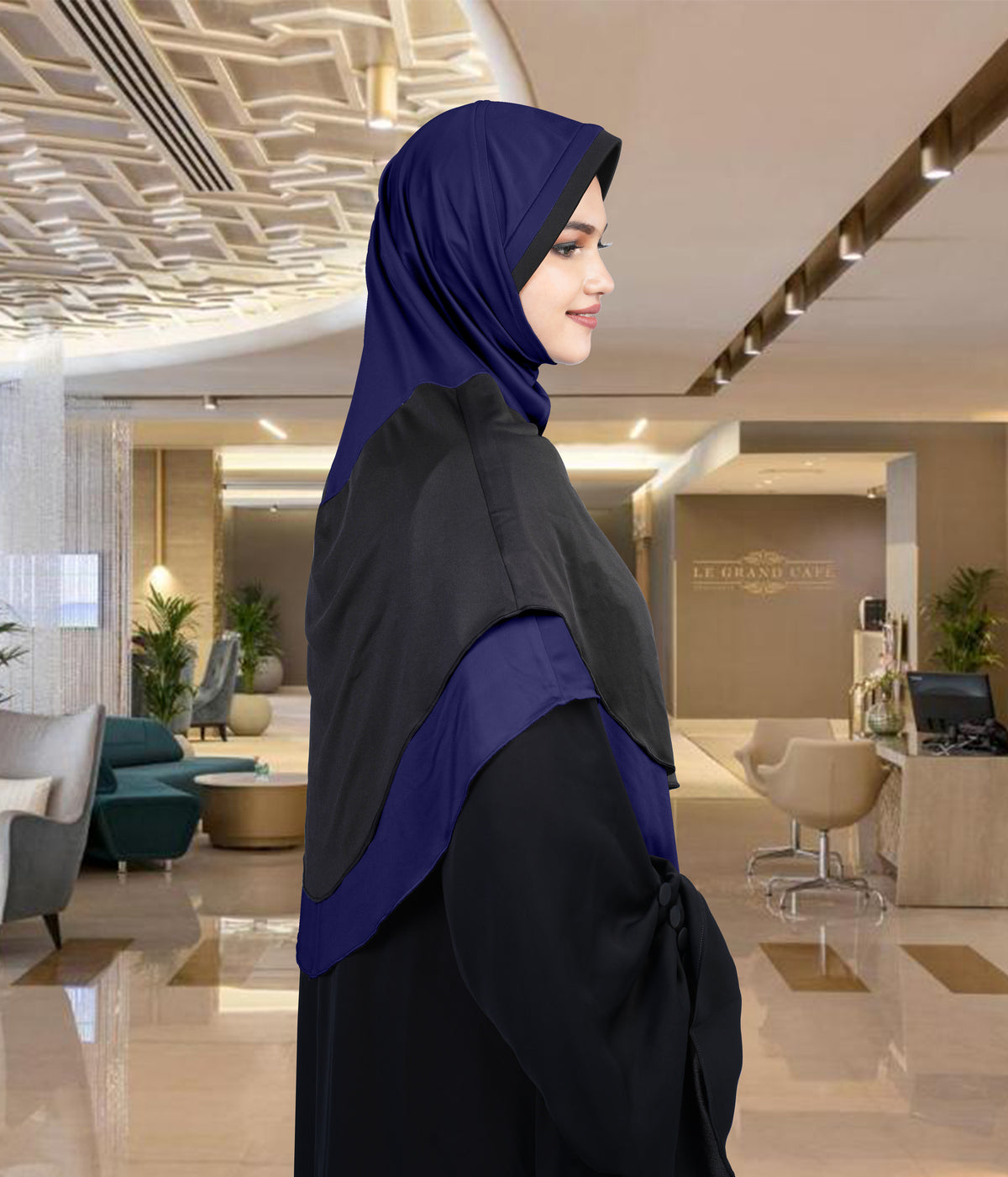 Mehar Dual-Tone Layered Elegance-Coverage-Comfort Razia Hijab