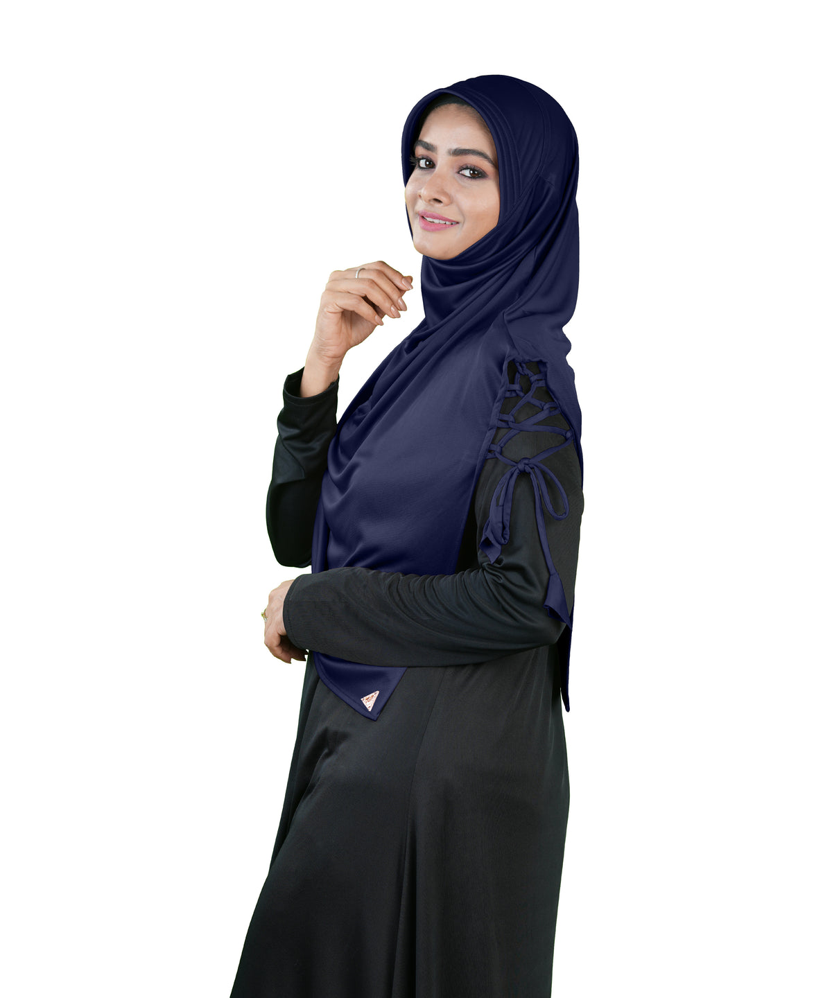 Mehar Famya Elegant Modest Hijab with Lace-Up Shoulder