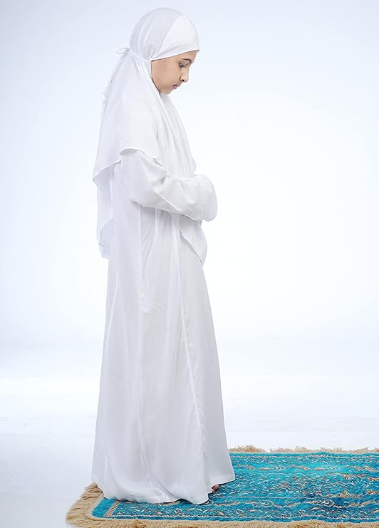 Mehar Hijab's Girls Prayer Dress Namazi dress Kids Prayer Dress White