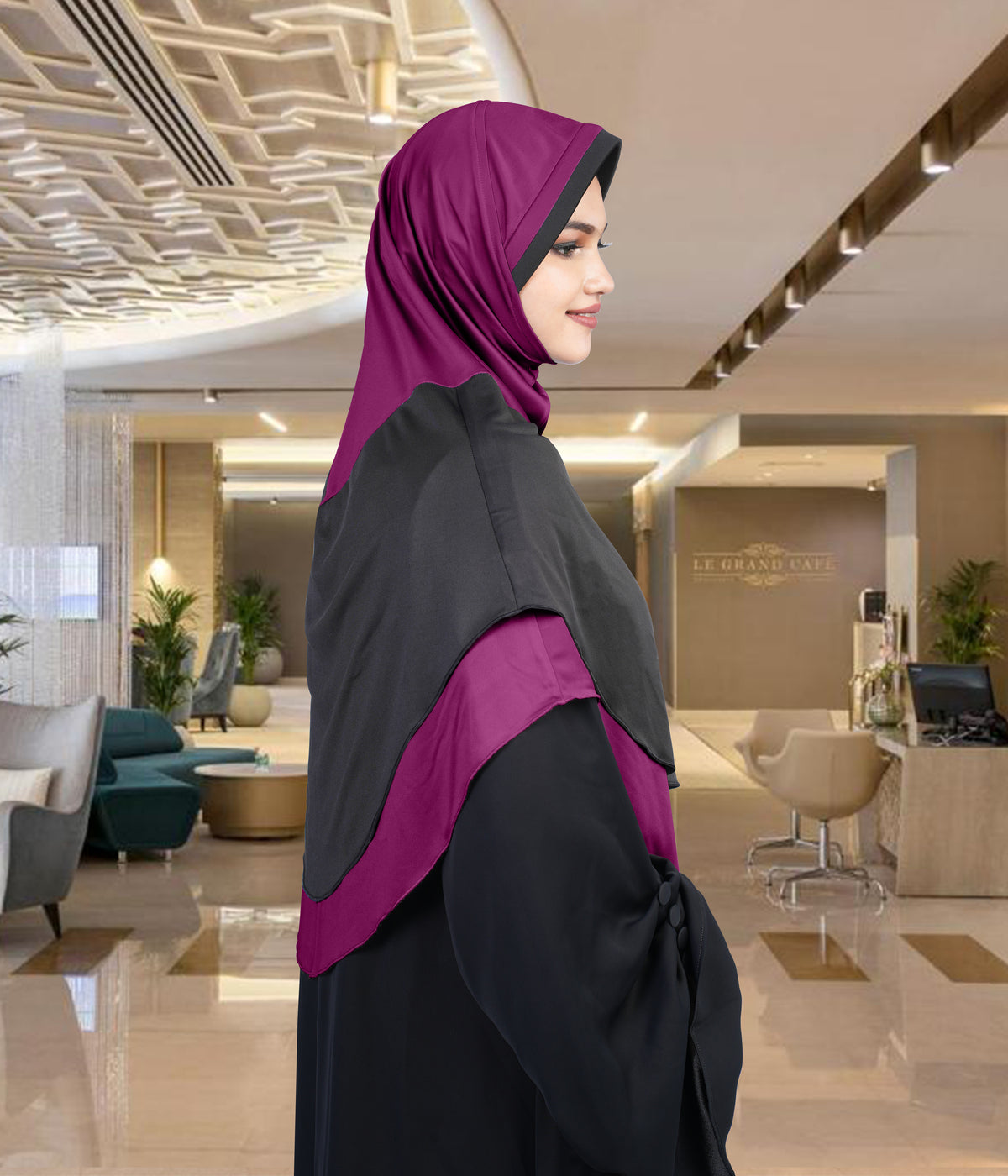 Mehar Dual-Tone Layered Elegance-Coverage-Comfort Razia Hijab