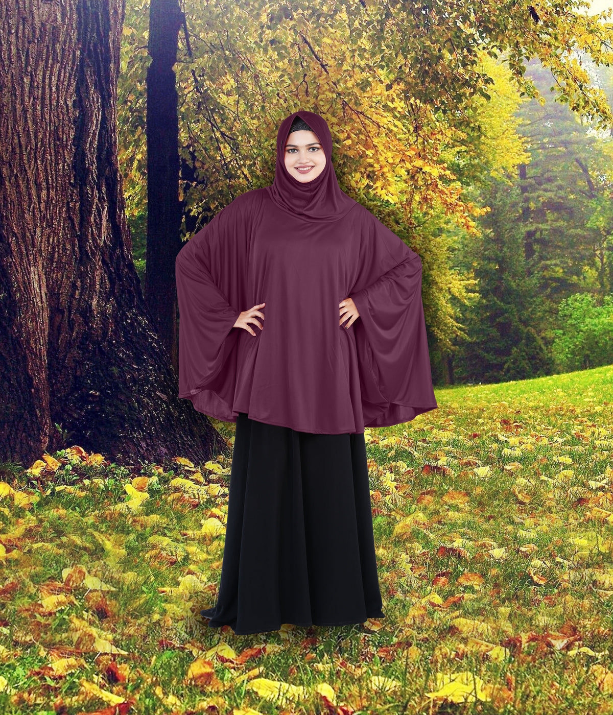 Women's Stylish Soft Rich Polyester Fabric Hanana Sleeve Hijab F Size