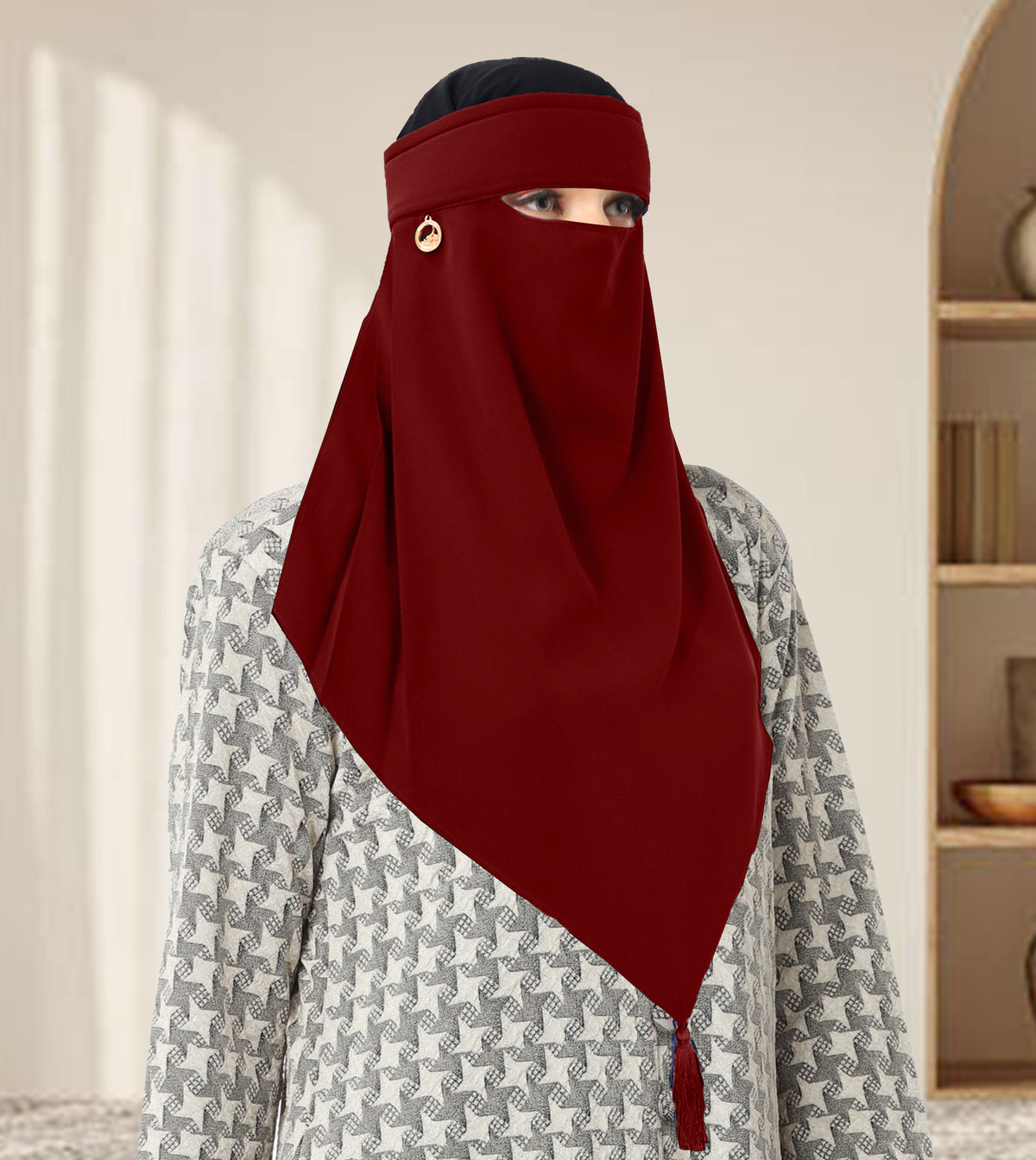 Muslim Modest Women's Sana Single Layer Niqab-Face Veil/Nosepiece