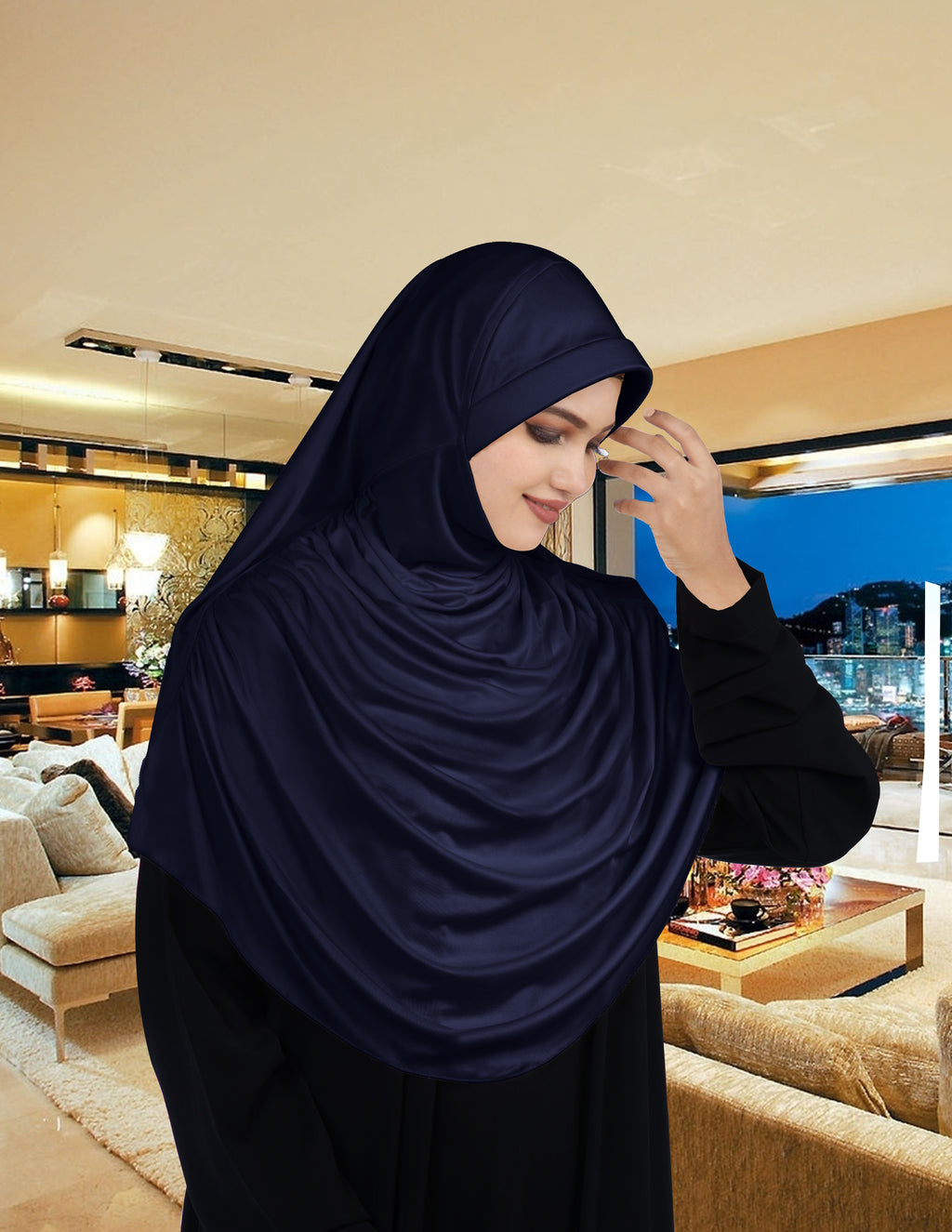 Modest Women's Fleeted Stylish Feel Good Fabric FAEEZAH Hijab Navy