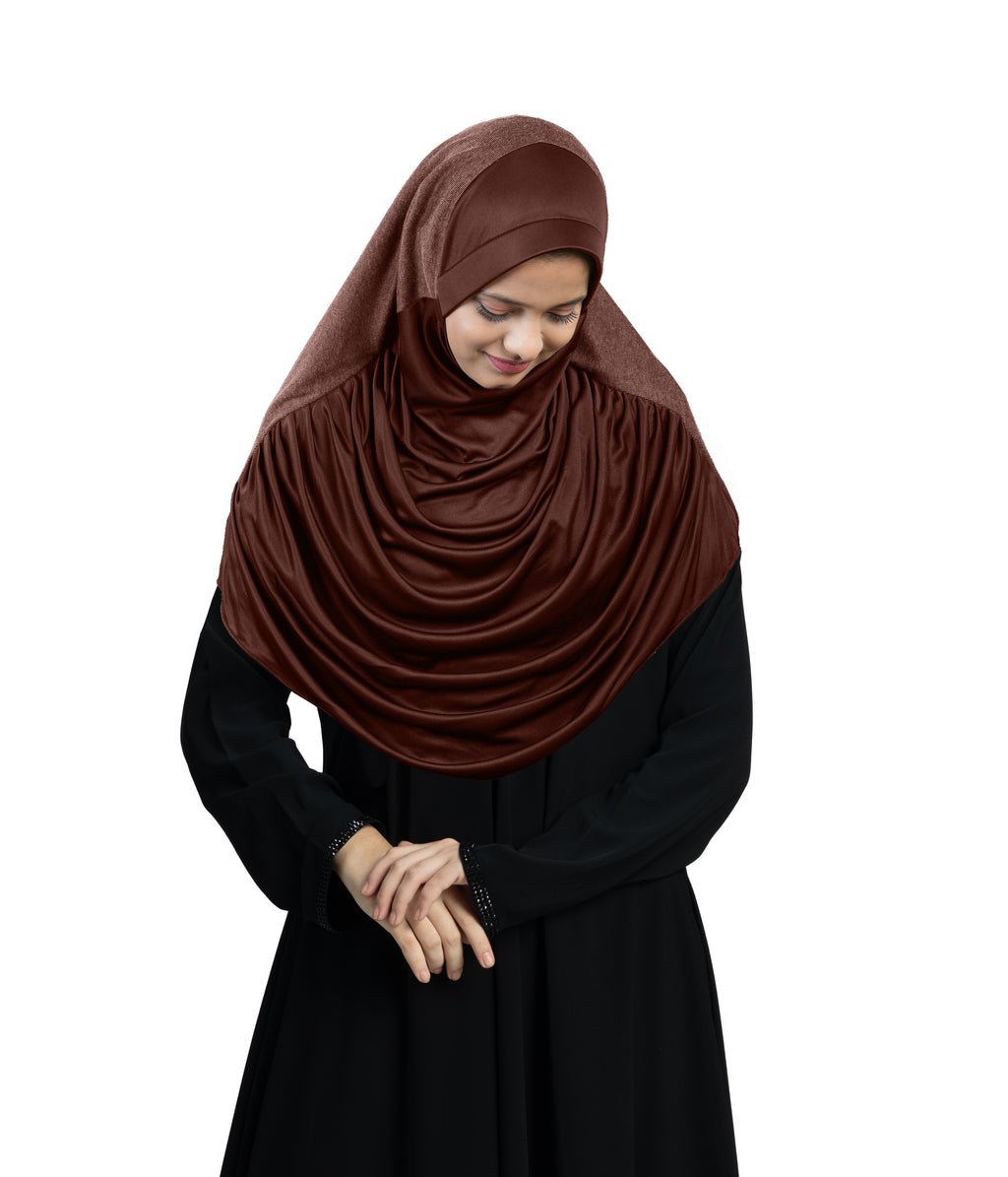 Mehar Faeezah DD Hijab – Dual-Drape Two-Tone Layered Hijab for Modest Elegance