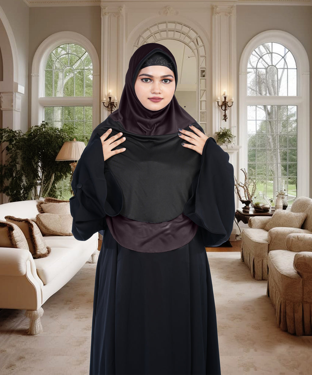 Mehar Dual-Tone Layered Elegance-Coverage-Comfort Razia Hijab