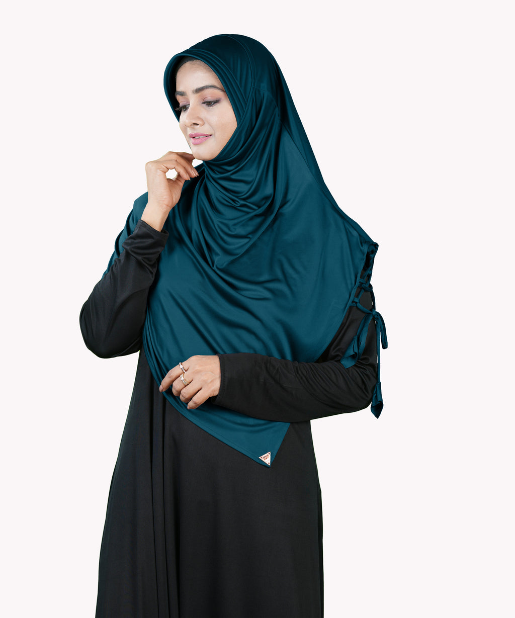 Famya Hijab Elegant Modest Hijab with Lace-Up Shoulder & Stone Embellishment