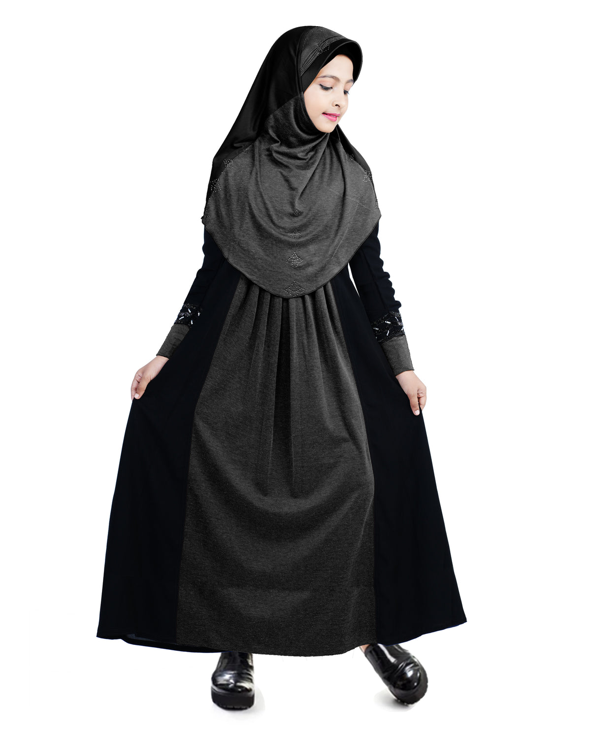Mehar Hijab Girls's Stylish Look Dual fabric Raima Girls Abaya