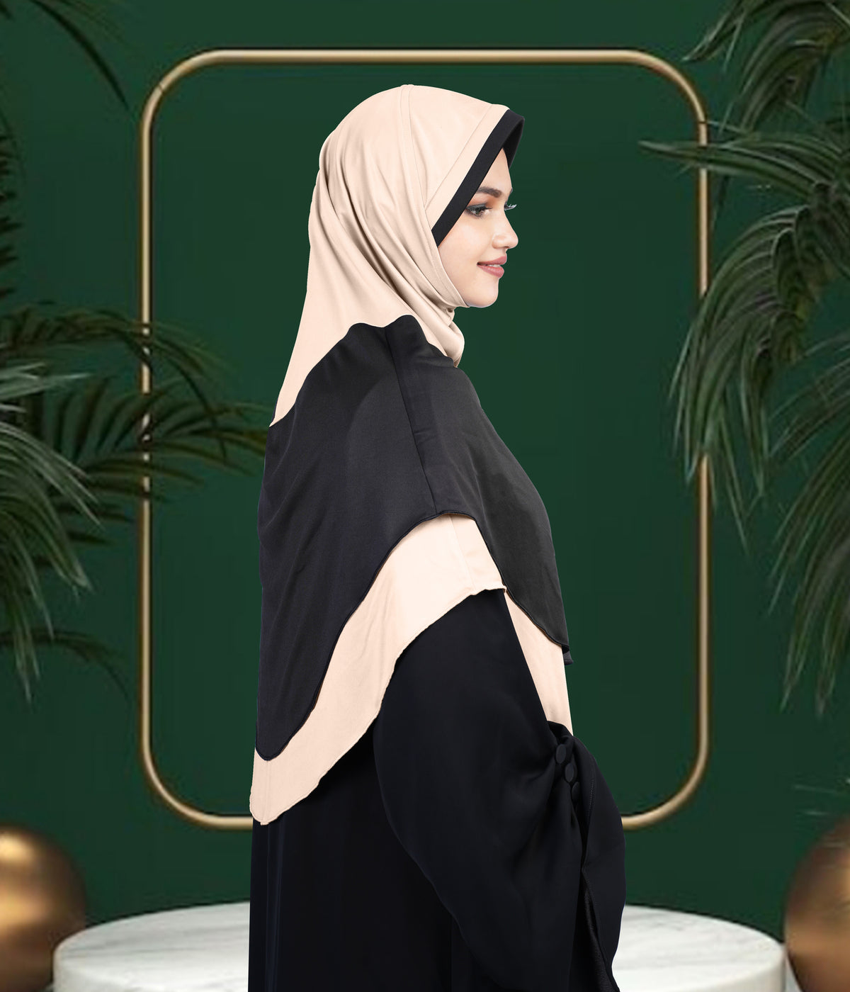 Mehar Dual-Tone Layered Elegance-Coverage-Comfort Razia Hijab