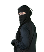 Naila Black Niqab with Elegant Beaded Triangle Embroidery & Headband |