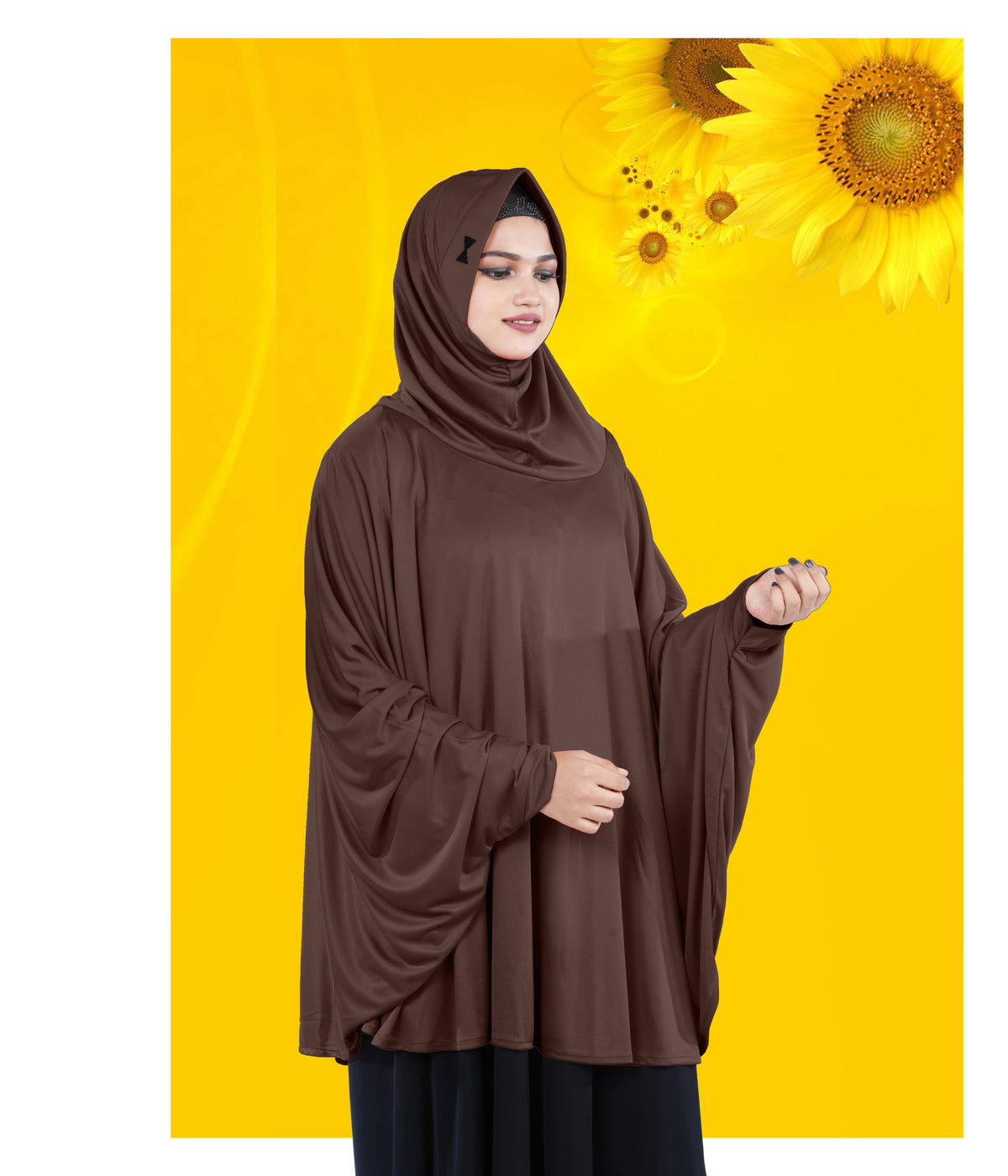 Women's Stylish Soft Rich Polyester Fabric Hanana Sleeve Hijab F Size