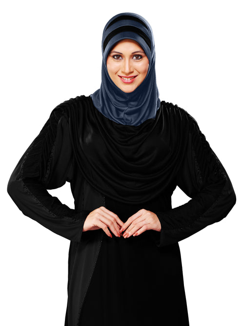 WOMEN'S STYLISH DUAL TONE AFEEFA HIJAB BLACK AND GREY