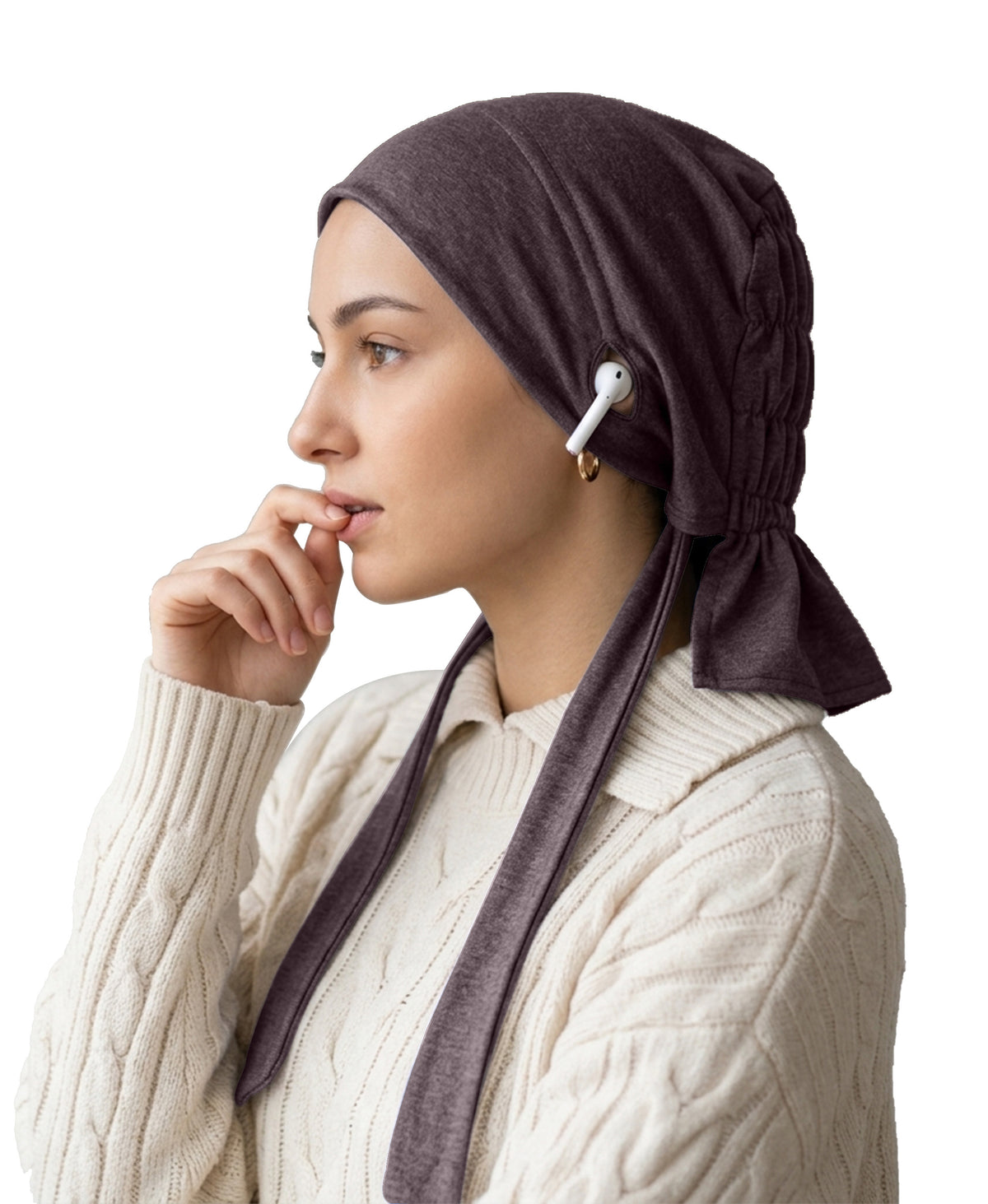 Dr. Ayesha Volume Tail Cap,Stretch Hijab with Stethoscope Ear Hole.Breat