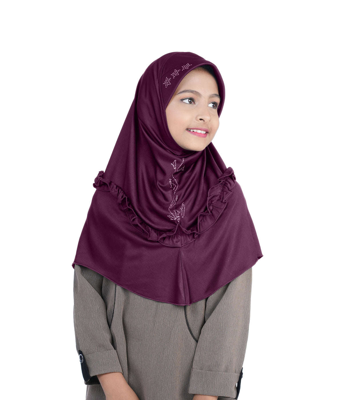 Mehar Little Nidha Hijab for Girls – Embellished with Embroidery, Rhinestones