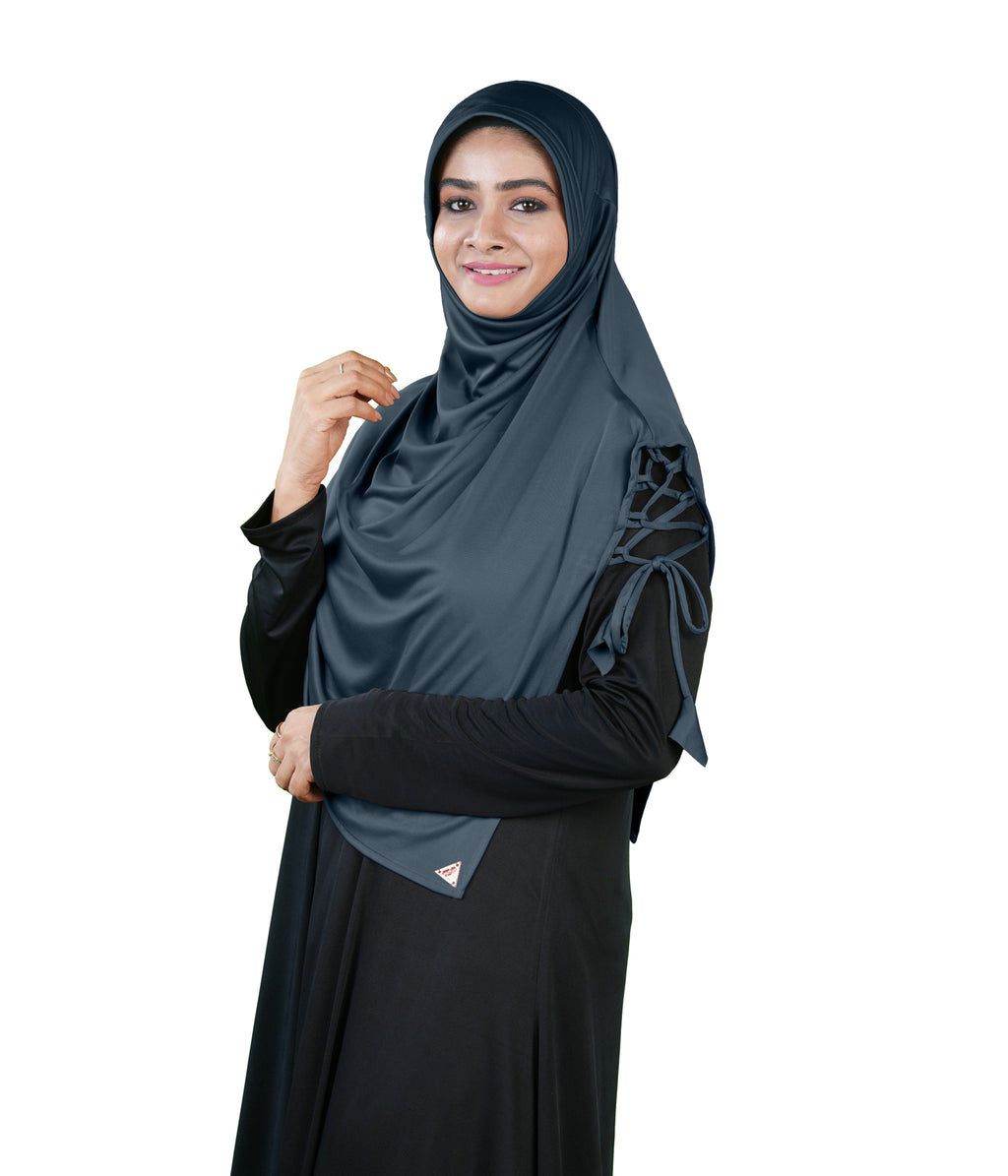 Mehar Famya Elegant Modest Hijab with Lace-Up Shoulder
