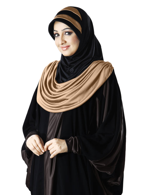 WOMEN'S STYLISH DUAL TONE AFEEFA HIJAB BLACK AND GREY