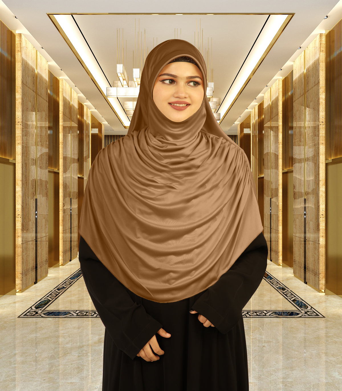 Modest Women's Fleeted Stylish Feel Good Fabric FAEEZAH Hijab Gold