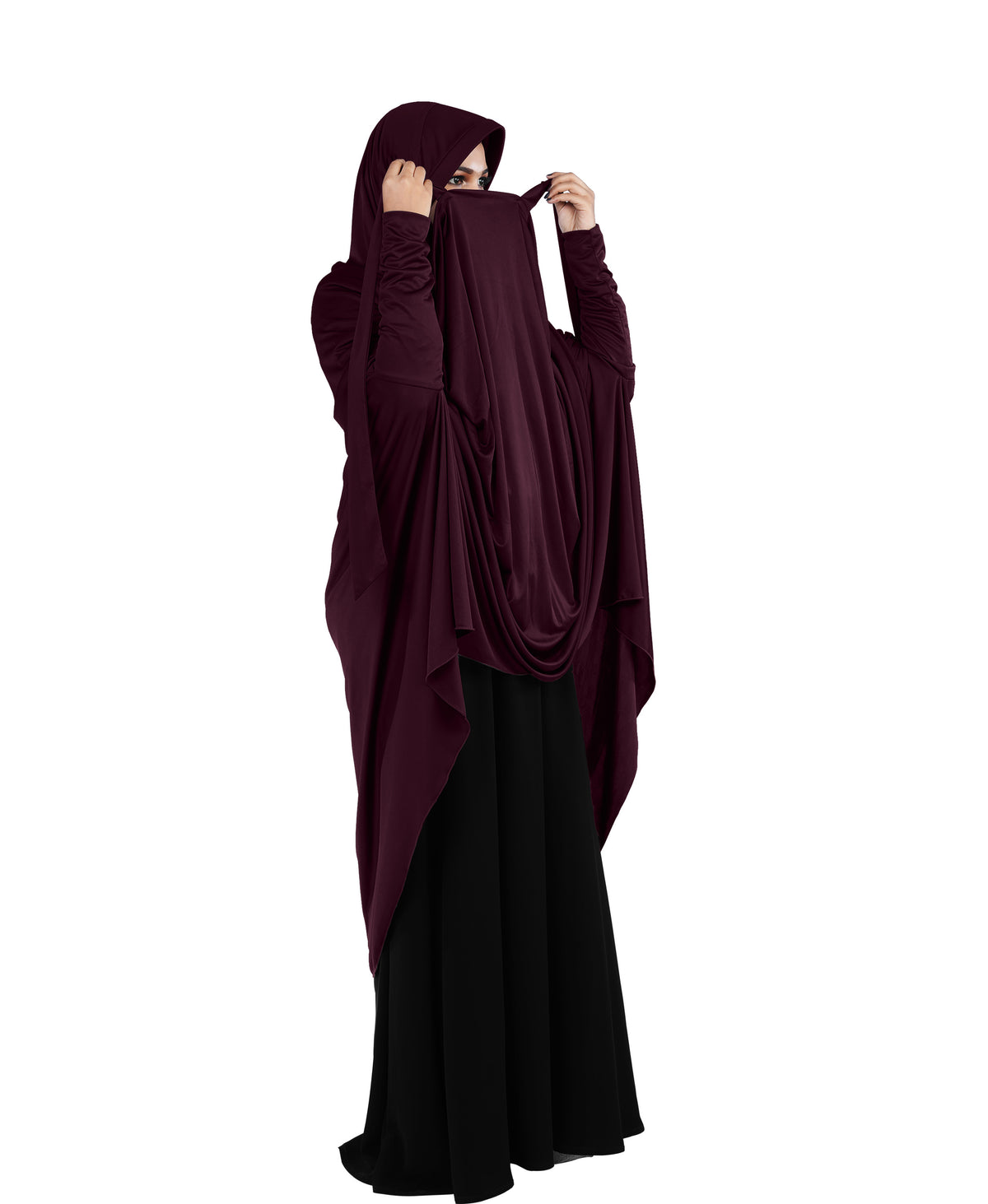 Mehar Hijabs Safia Face Mask Long Hijab for Women – Full Coverage Khimar with In
