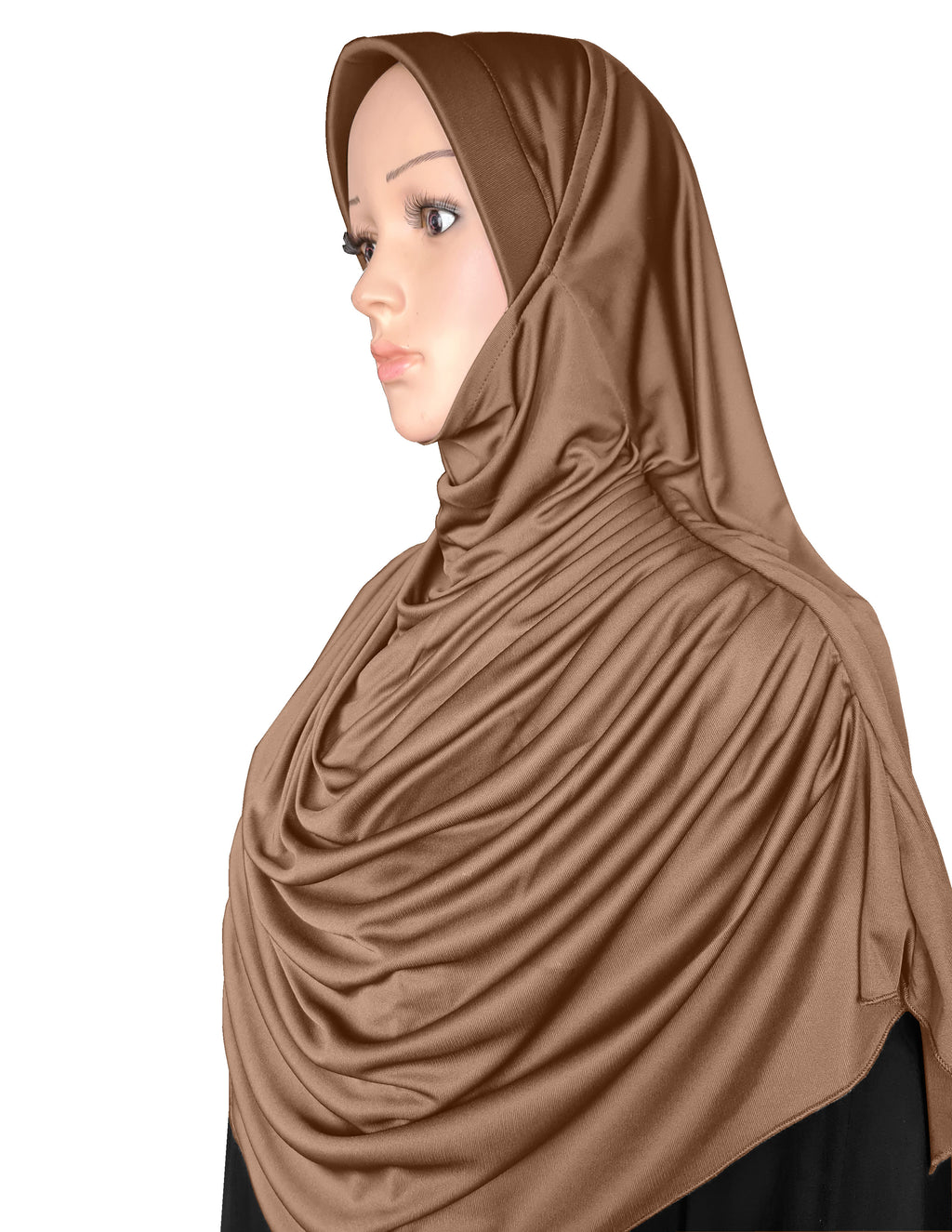 Modest Women's Fleeted Stylish Feel Good Fabric FAEEZAH Hijab Dark Wheat