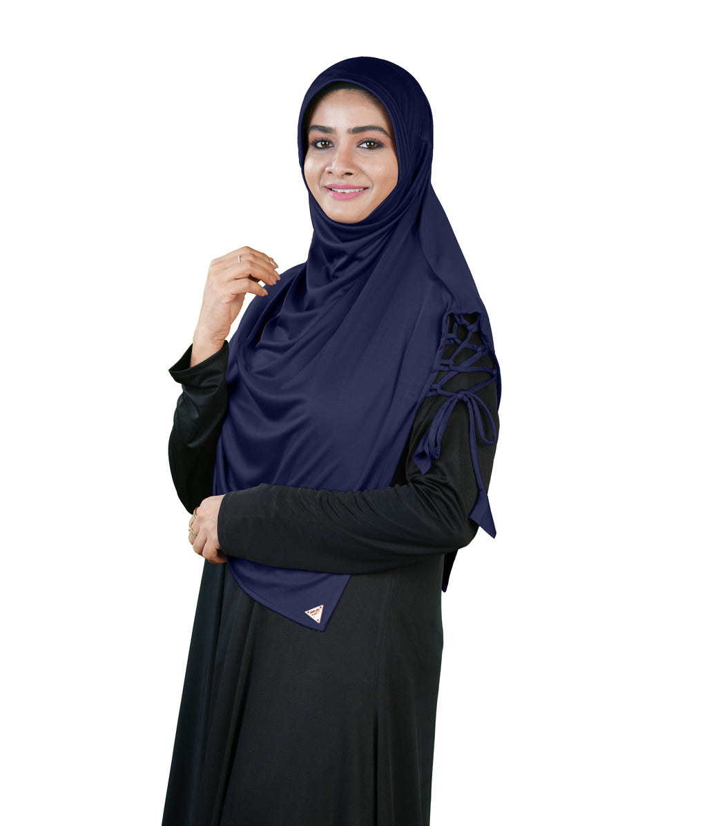 Mehar Famya Elegant Modest Hijab with Lace-Up Shoulder