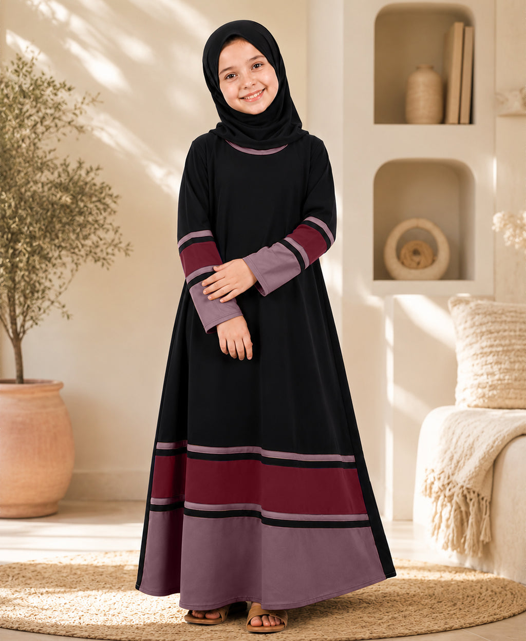 Mehar Little Shaheen Kids Abaya | Premium Lycra Crepe Islamic Dress for Girls