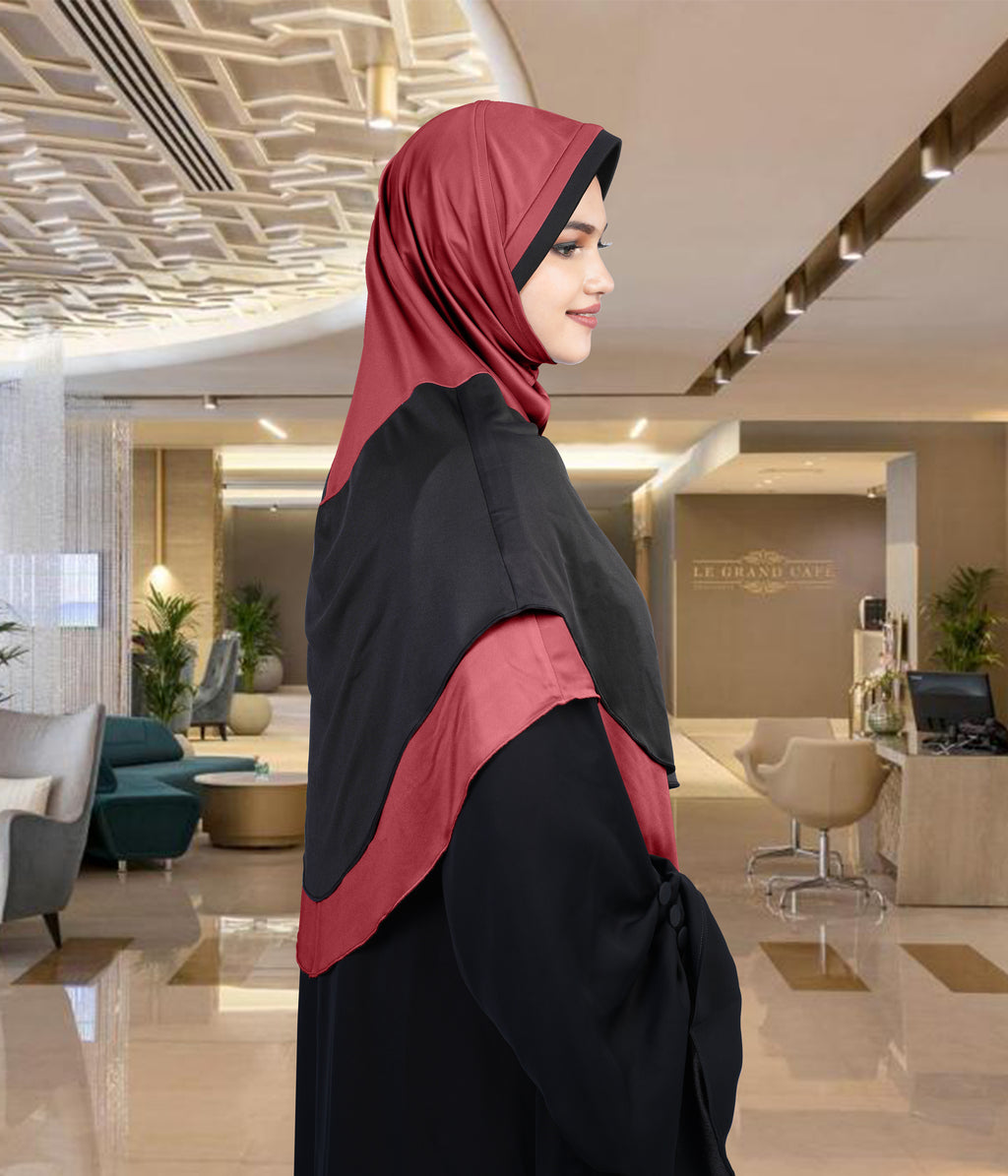Mehar Dual-Tone Layered Elegance-Coverage-Comfort Razia Hijab