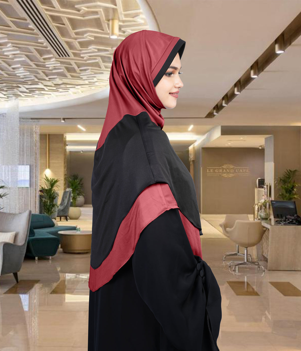 Mehar Dual-Tone Layered Elegance-Coverage-Comfort Razia Hijab