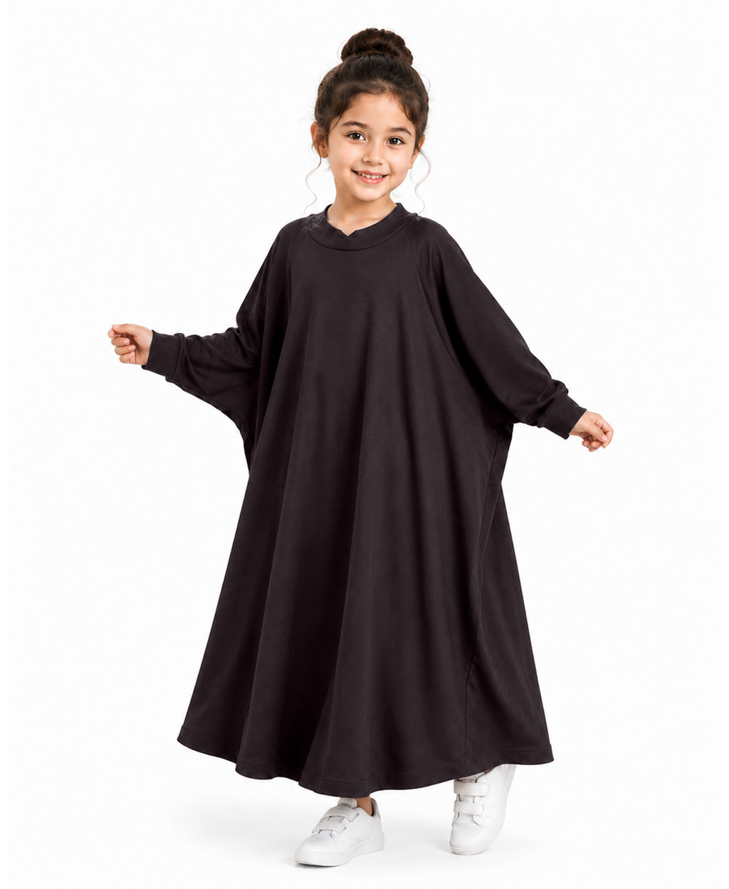 Little Mehariya Kids Lycra Abaya for Girls – Modest Batwing Sleeve Dress
