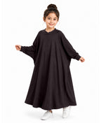 Little Mehariya Kids Lycra Abaya for Girls – Modest Batwing Sleeve Dress