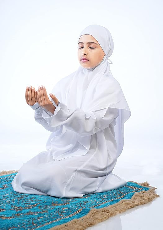 Mehar Hijab's Girls Prayer Dress Namazi dress Kids Prayer Dress White