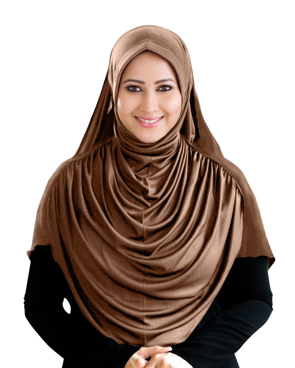 Modest Women's Fleeted Stylish Feel Good Fabric FAEEZAH Hijab Dark Wheat