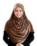 Modest Women's Fleeted Stylish Feel Good Fabric FAEEZAH Hijab Dark Wheat