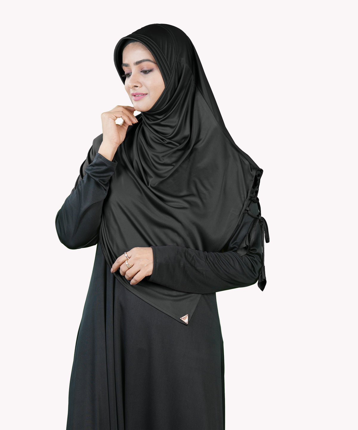 Mehar Famya Elegant Modest Hijab with Lace-Up Shoulder