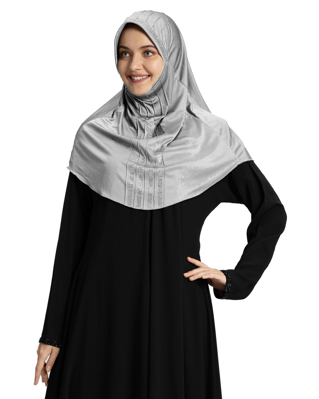 Modest Fashion Women's Soft feel good Fabric Manal Hijab Silver