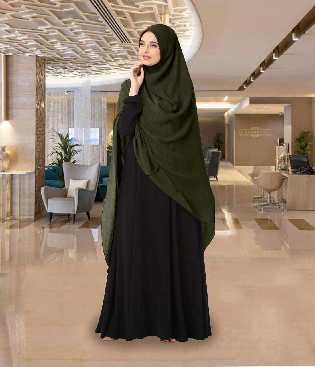MEHAR HIJAB Heera Hamda Hijab for Women - Crepe, Frilled