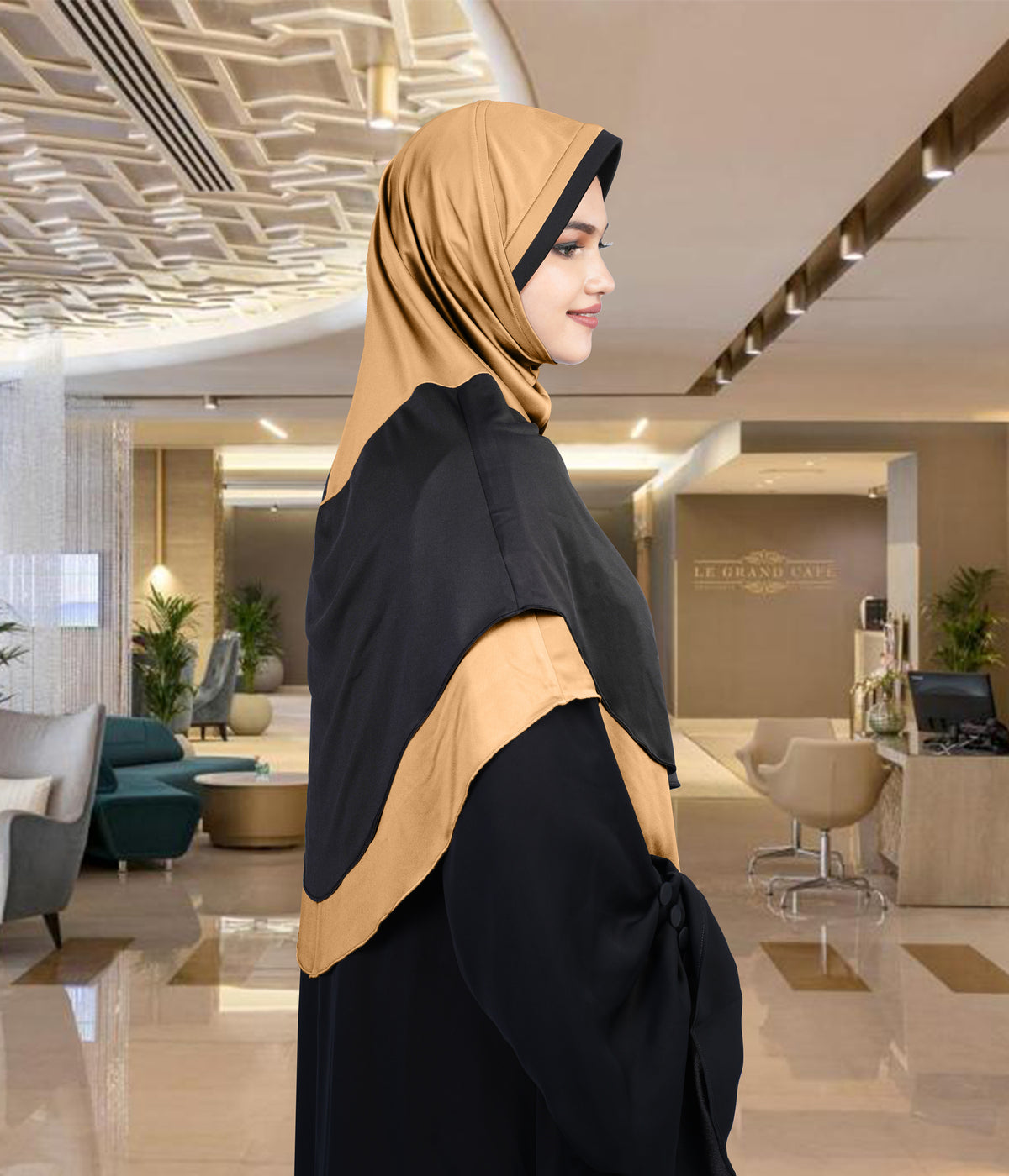 Mehar Dual-Tone Layered Elegance-Coverage-Comfort Razia Hijab