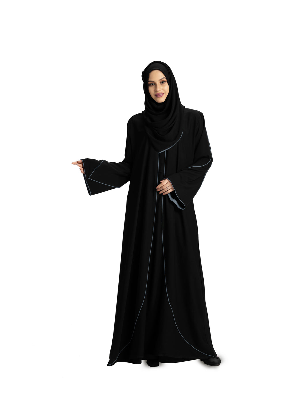 Women's Stylish Designer Aain Abaya Black - Red