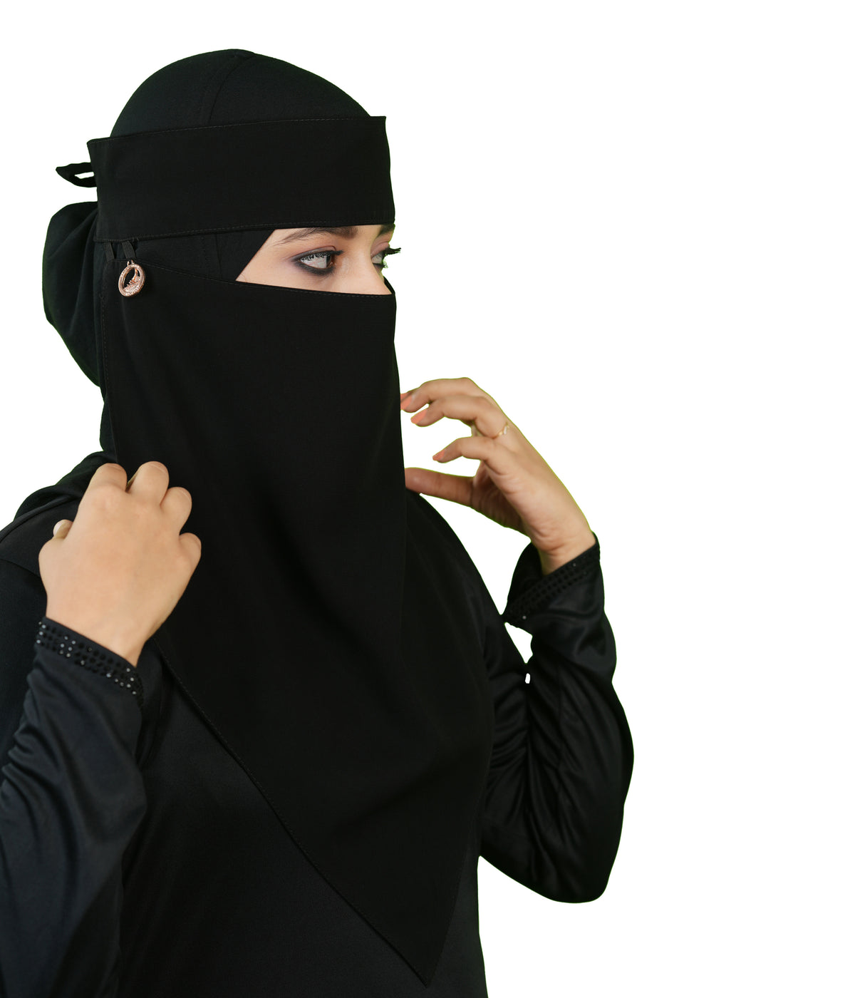 Alayna Elegant Layered Niqab with Band Style | Premium Mehar modest V-cut Niqab
