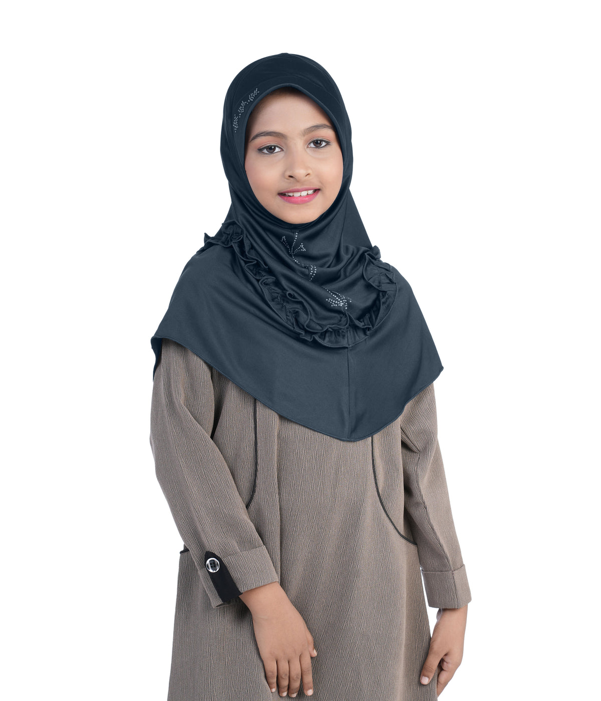 Mehar Little Nidha Hijab for Girls – Embellished with Embroidery, Rhinestones