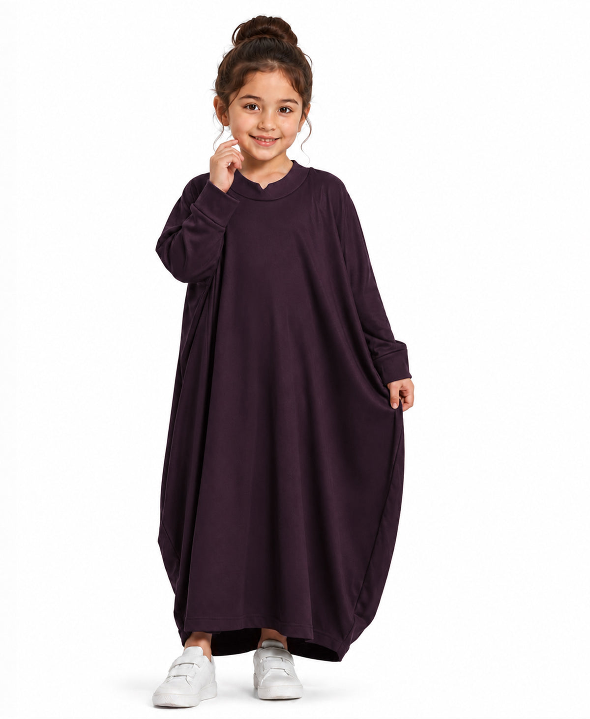 Little Mehariya Kids Lycra Abaya for Girls – Modest Batwing Sleeve Dress