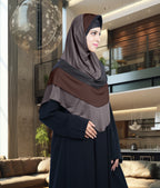 Dilsha Tri-Color Layered Hijab Elegant Modest Wear Soft Fabric Hijab
