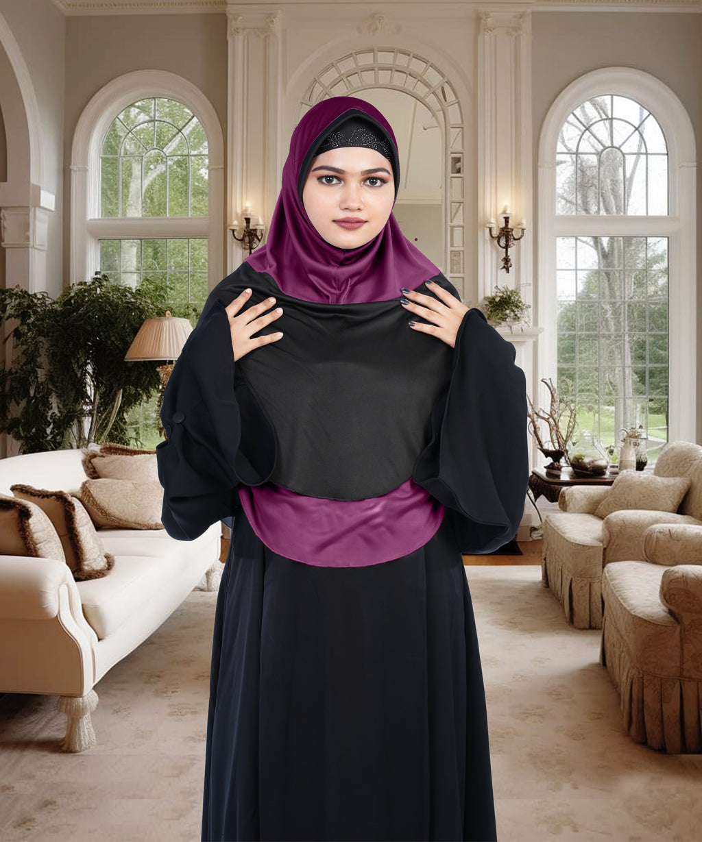 Mehar Dual-Tone Layered Elegance-Coverage-Comfort Razia Hijab