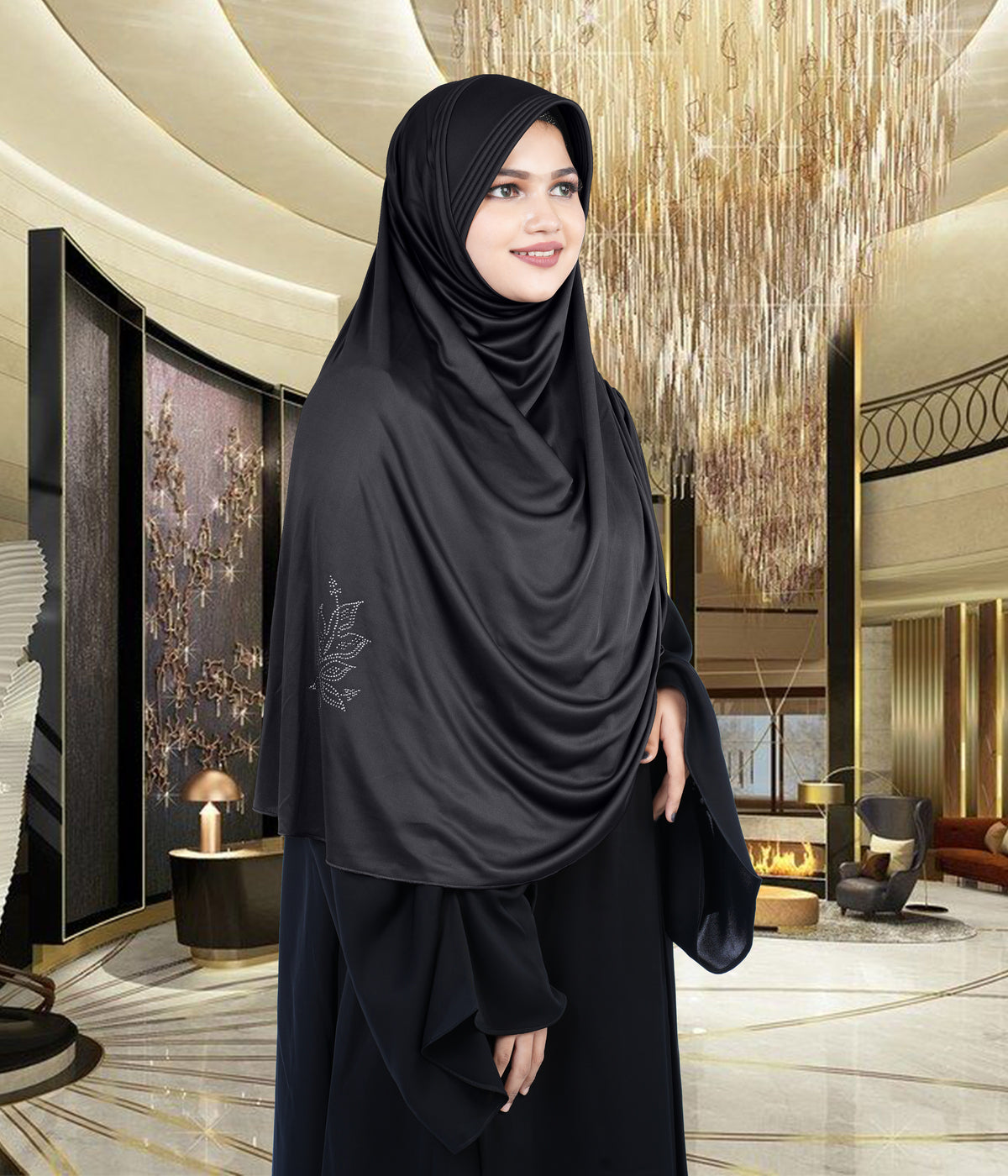 Mehar Hijab's Glamour in Modesty Fazluna Sigle side Frill Hijab XL