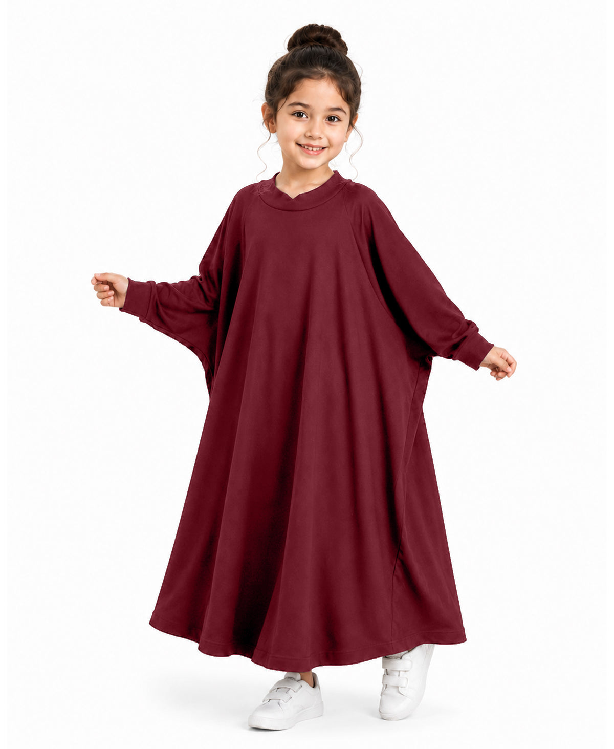 Little Mehariya Kids Lycra Abaya for Girls – Modest Batwing Sleeve Dress