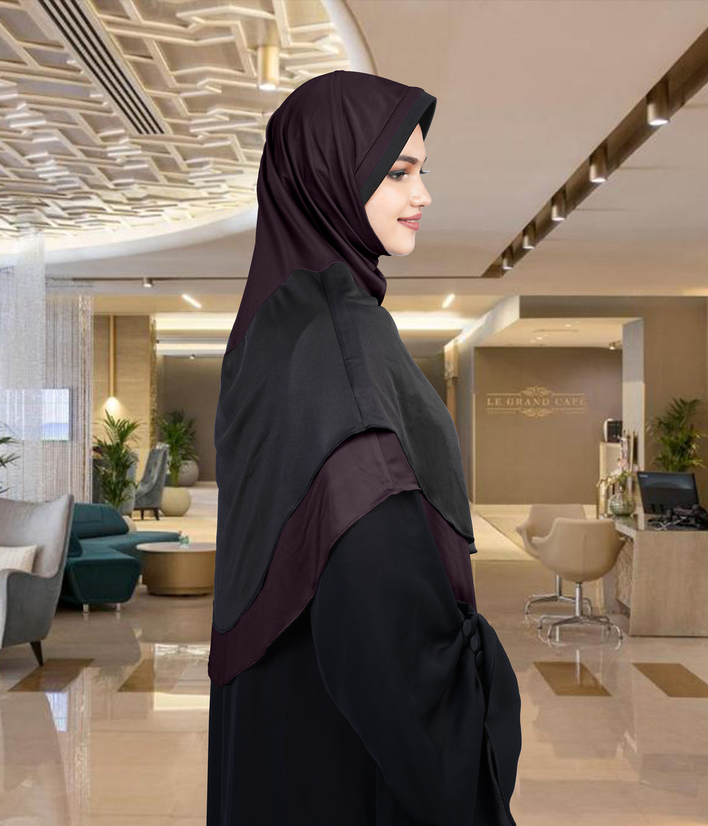 Mehar Dual-Tone Layered Elegance-Coverage-Comfort Razia Hijab