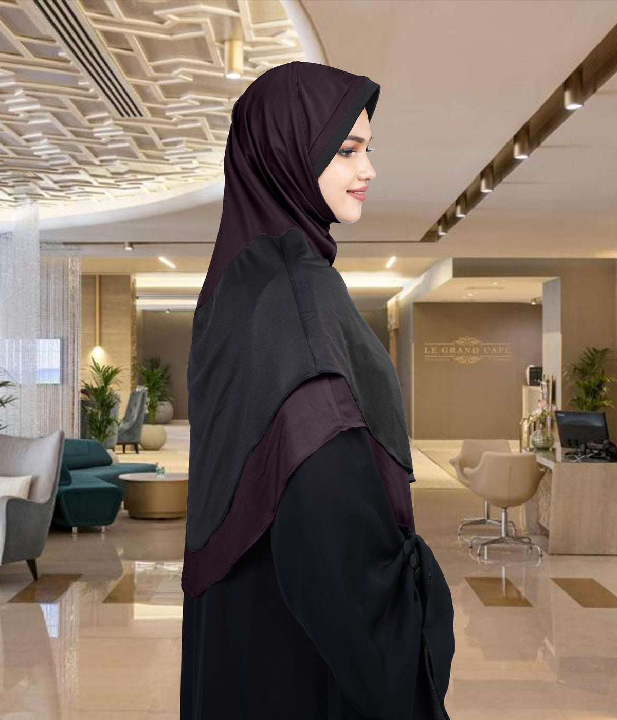 Mehar Dual-Tone Layered Elegance-Coverage-Comfort Razia Hijab