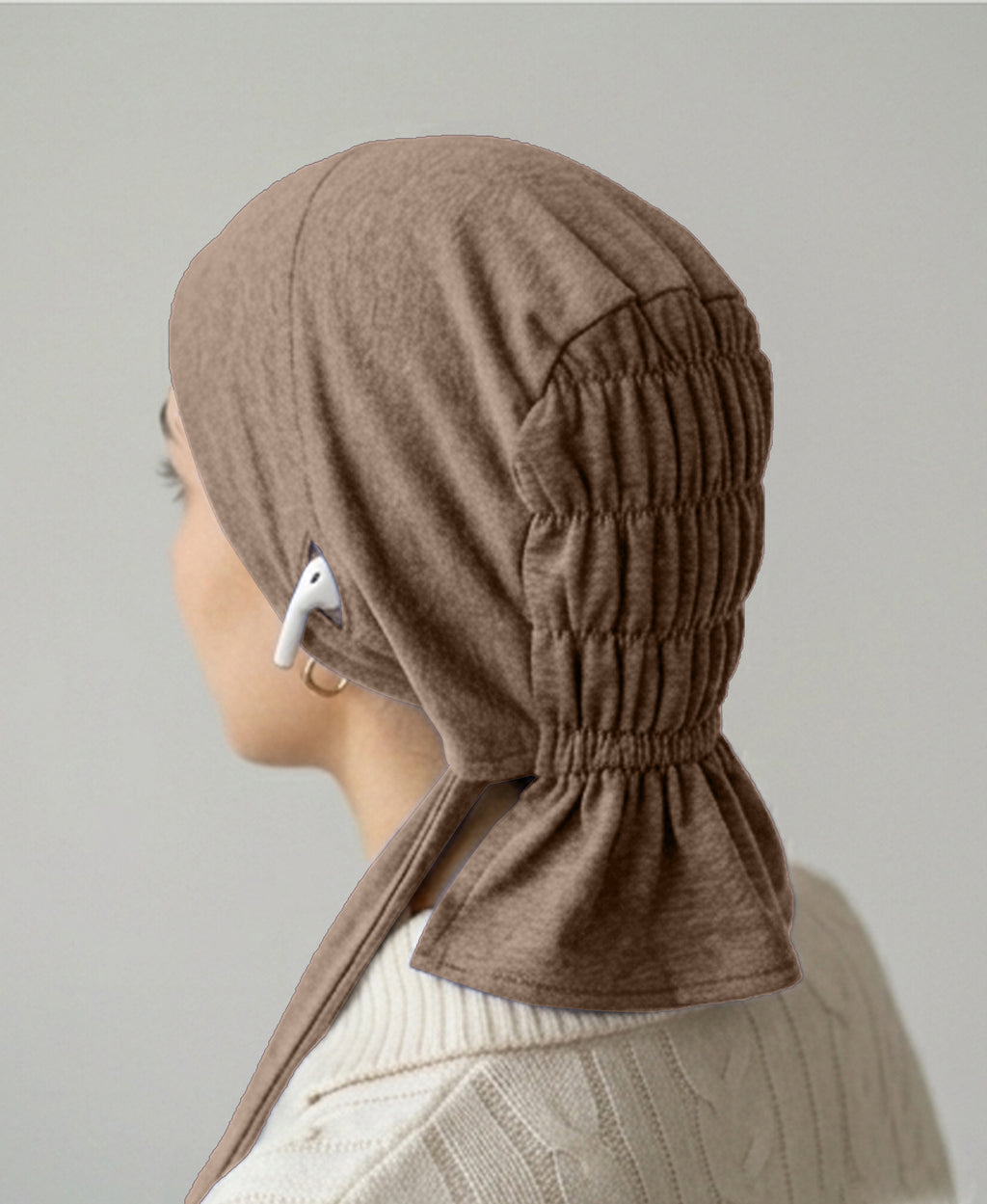 Dr. Ayesha Volume Tail Cap,Stretch Hijab with Stethoscope Ear Hole.Breathable