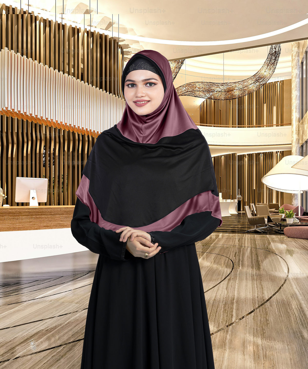 Mehar Dual-Tone Layered Elegance-Coverage-Comfort Razia Hijab