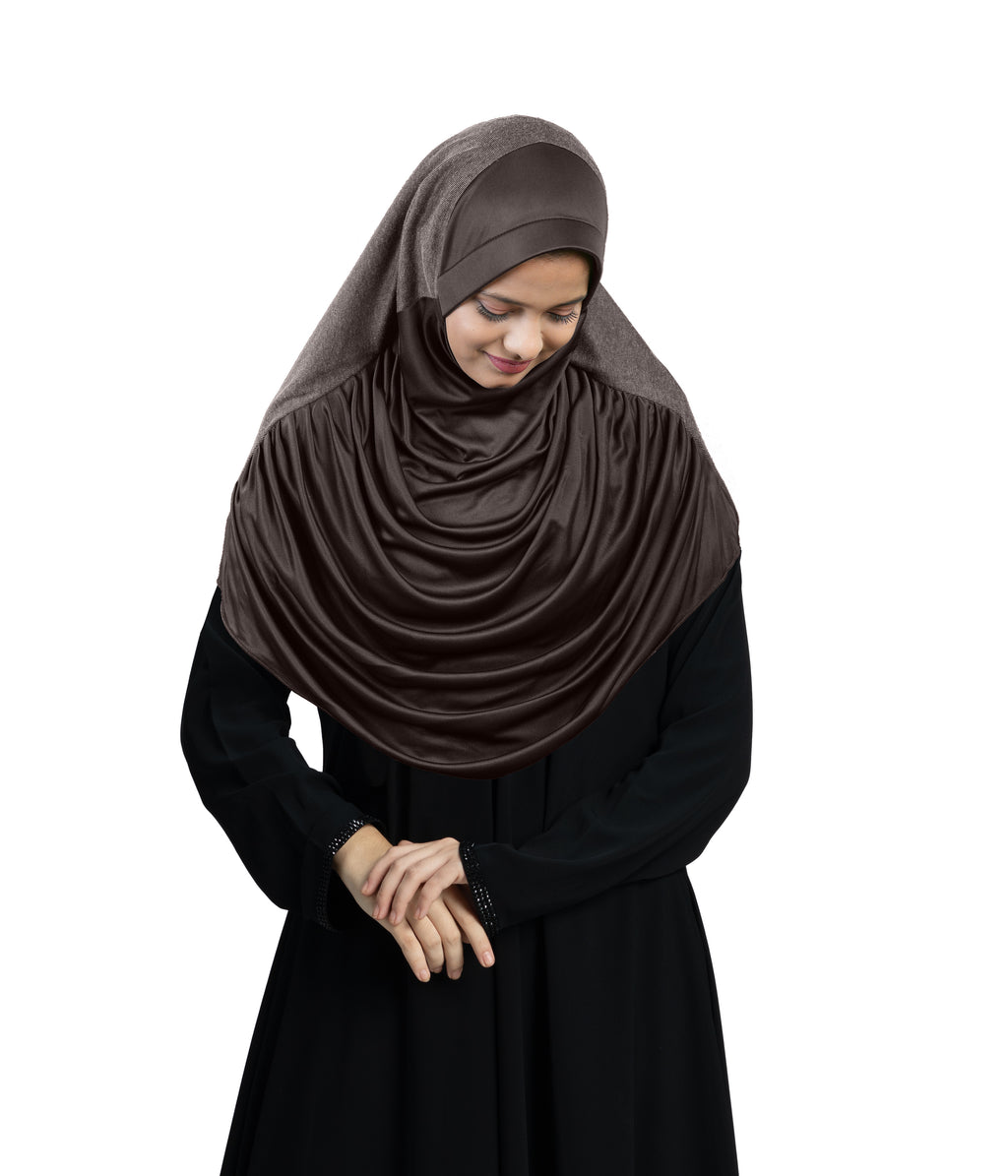 Mehar Faeezah DD Hijab – Dual-Drape Two-Tone Layered Hijab for Modest Elegance