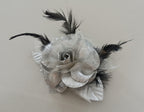 Women's Flower Brooches Silver and Black feathers for enhance your dressing styl