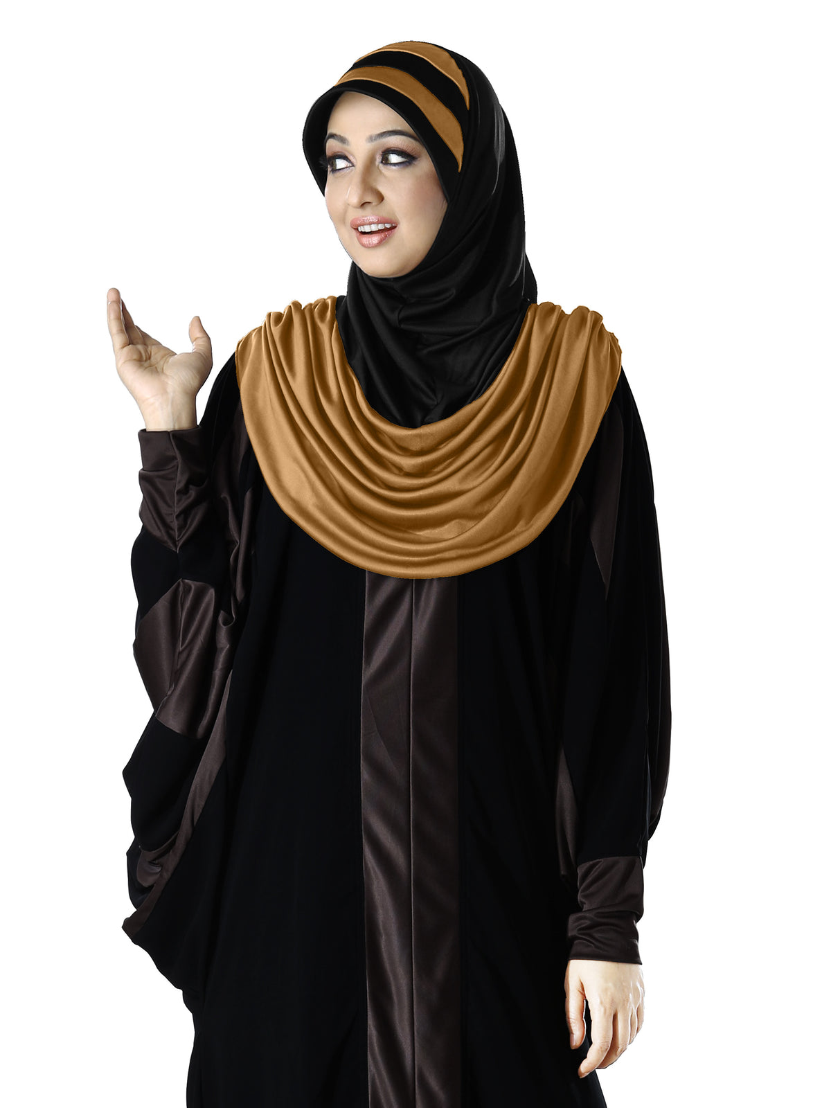 WOMEN'S STYLISH DUAL TONE AFEEFA HIJAB BLACK AND GREY